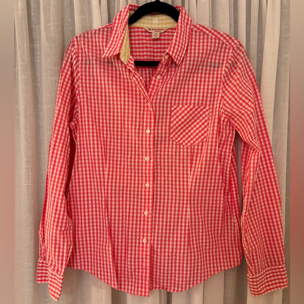 Brooks Brothers Pink Plaid Checkered Women’s Shirt- Red Fleece